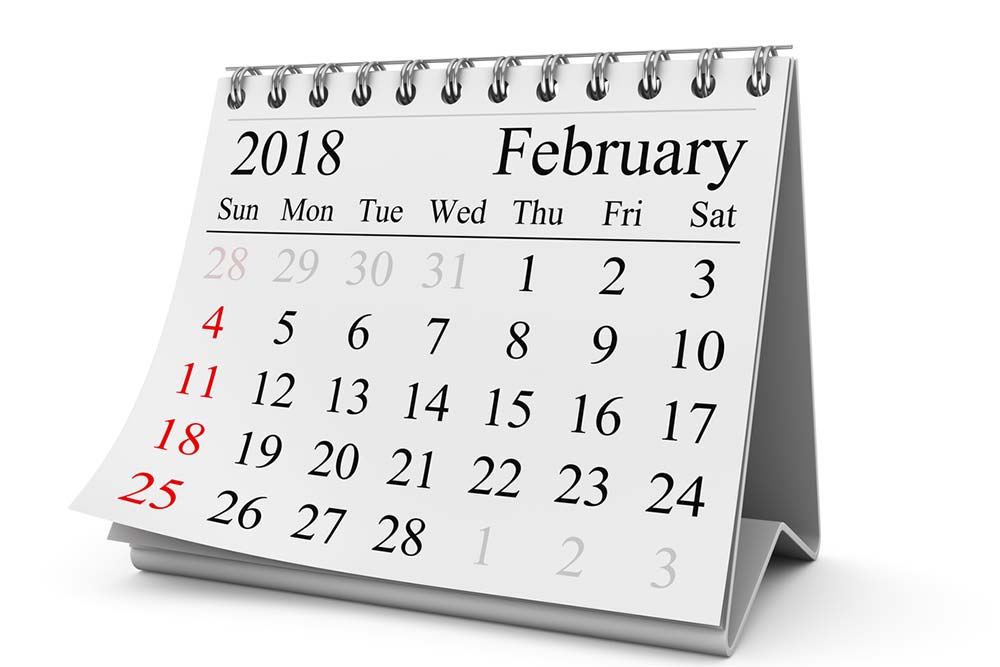 February 2018 Events Calendar for California